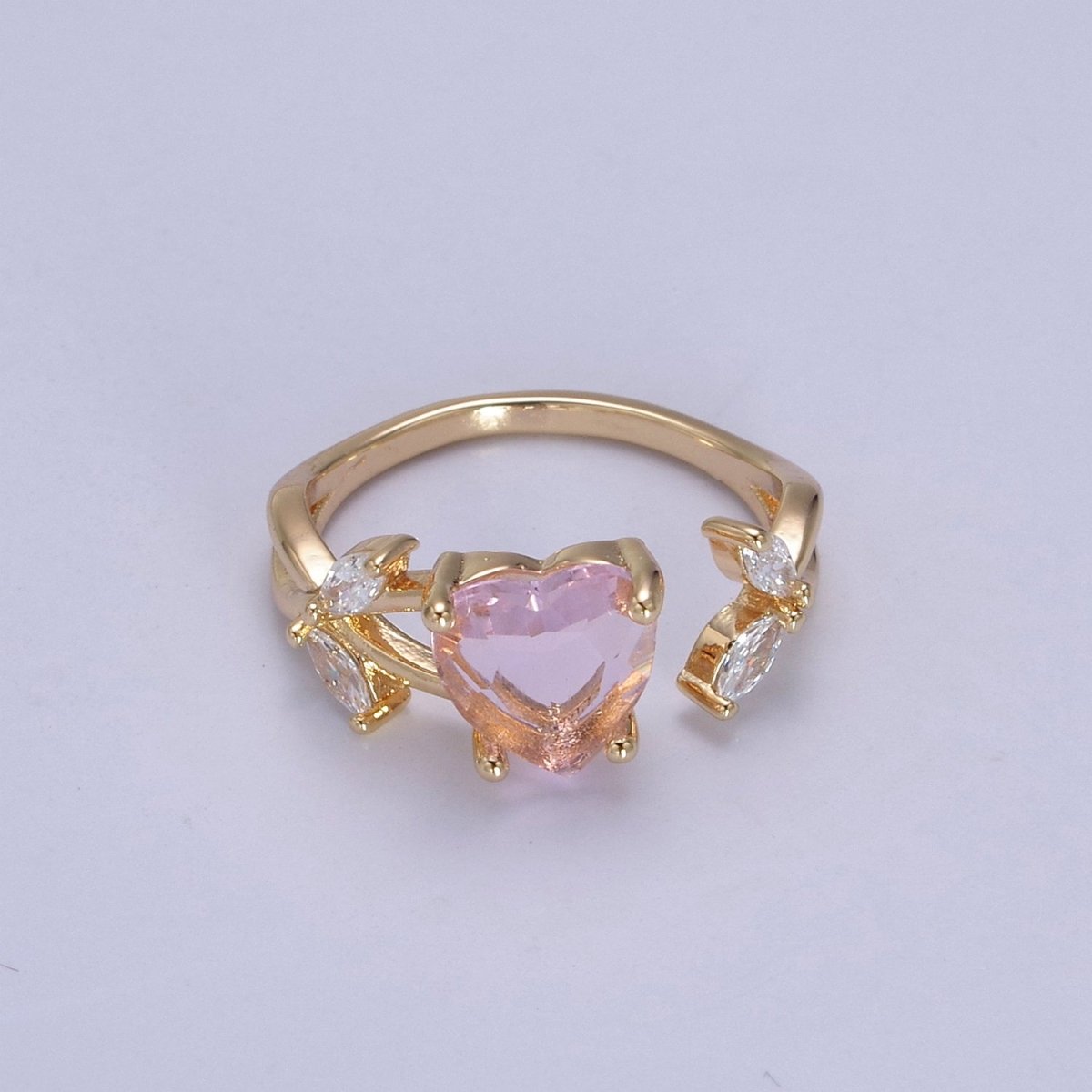 Pink Heart Ring, Gold Kawaii Ring Dainty Ring Open Adjustable Jewelry Gift