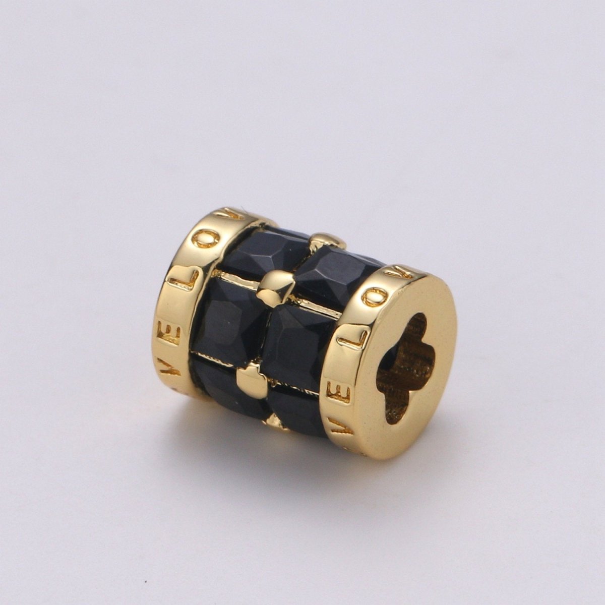 24K Gold-Filled 6.5mm Spacer Bead Clover Shape Small Hole Tube Love Beads Charms Drum Barrel Beads Enamel Tube Spacer