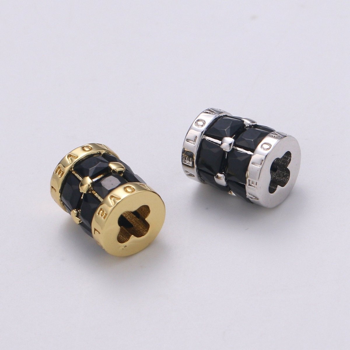 24K Gold-Filled 6.5mm Spacer Bead Clover Shape Small Hole Tube Love Beads Charms Drum Barrel Beads Enamel Tube Spacer