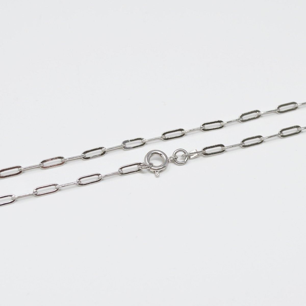 Silver Paperclip Chain Necklace Dainty 2.2mm Thin Oval Link Chain 18" Necklace Silver Layer Necklace