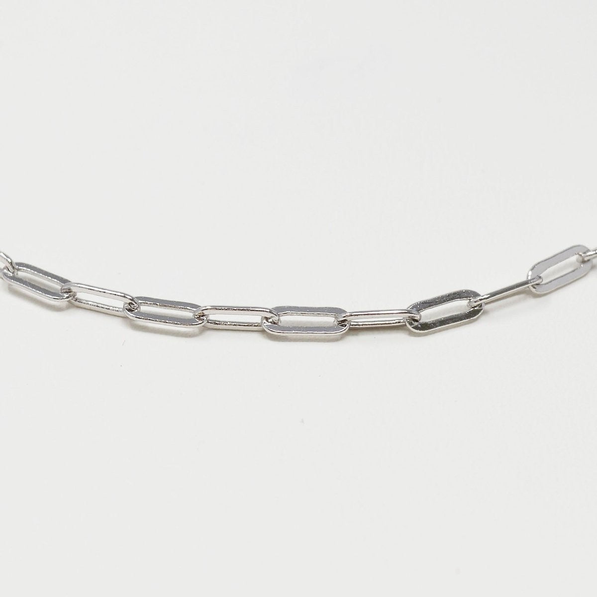 Silver Paperclip Chain Necklace Dainty 2.2mm Thin Oval Link Chain 18" Necklace Silver Layer Necklace