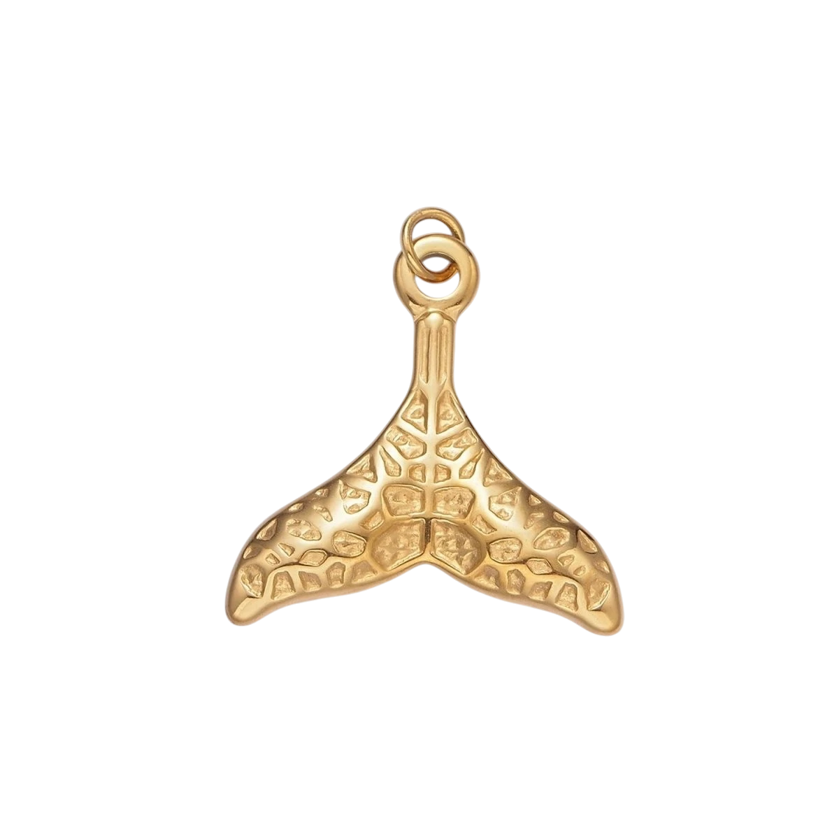 Stainless Steel 28mm x 25mm Ocean Animal Whale Tail Textured Charm in Gold & Silver