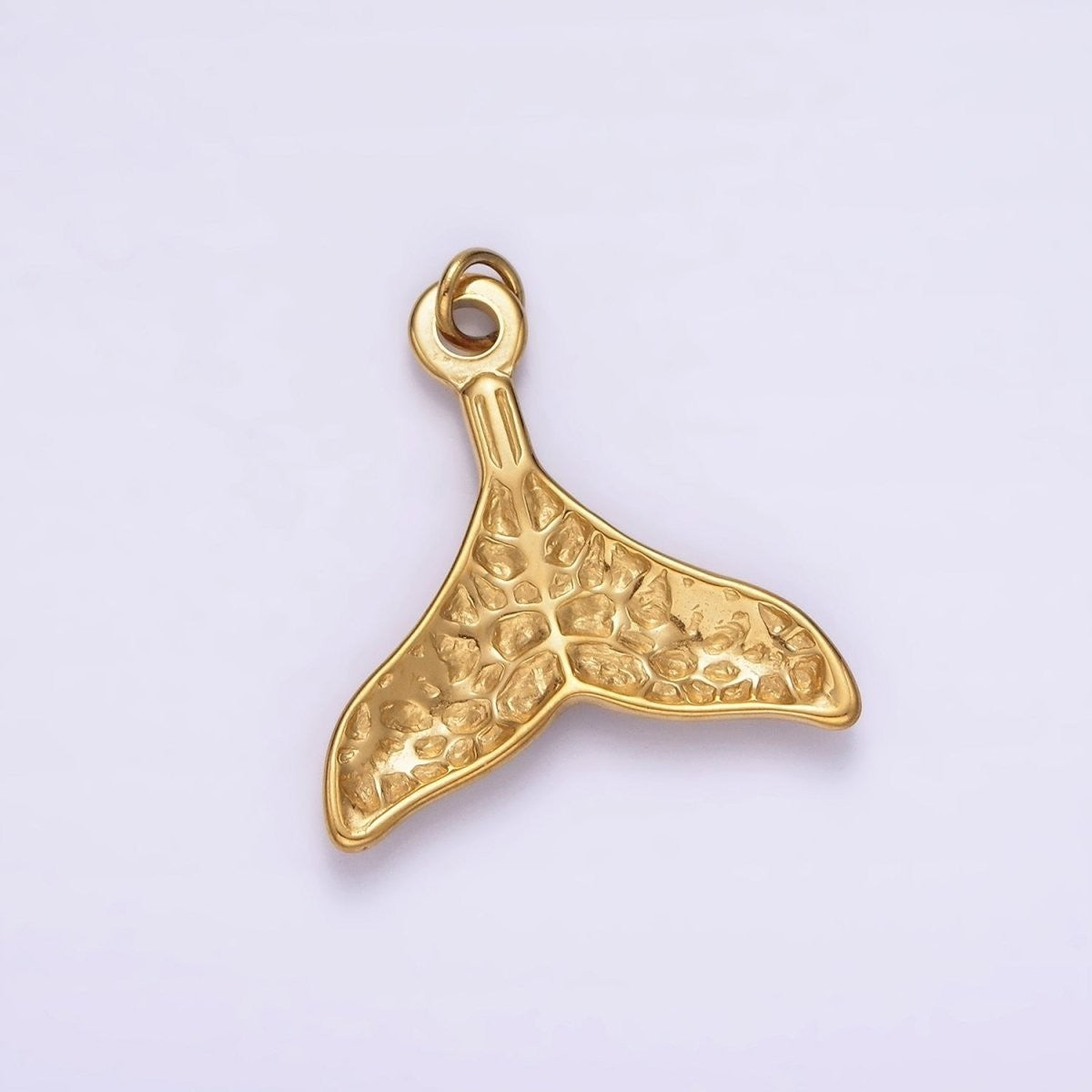 Stainless Steel 28mm x 25mm Ocean Animal Whale Tail Textured Charm in Gold & Silver