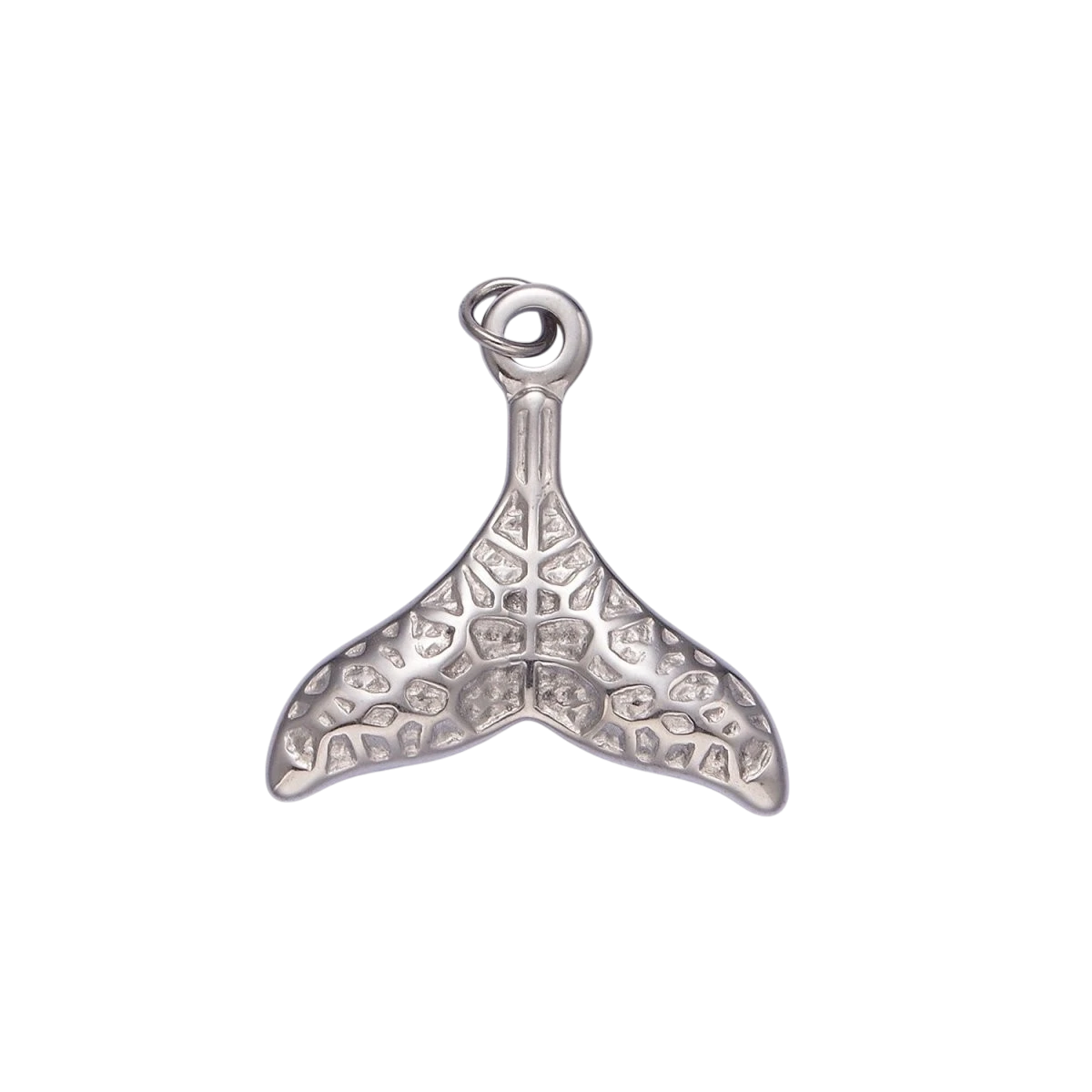 Stainless Steel 28mm x 25mm Ocean Animal Whale Tail Textured Charm in Gold & Silver