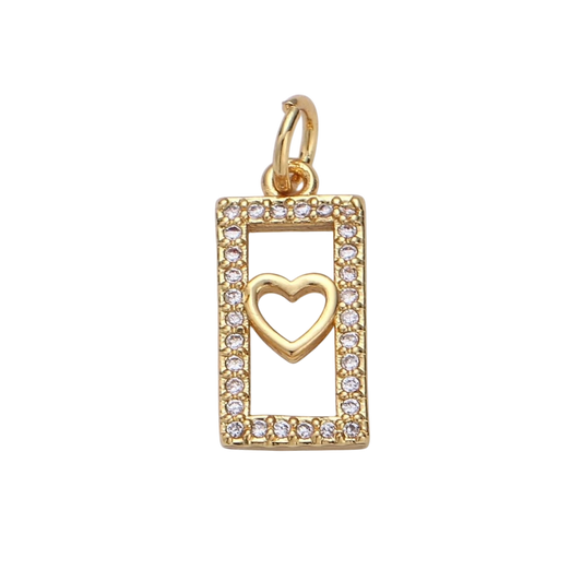 Tiny Heart Charm CZ Cubic Zirconia Mini Lover Charm Gold Charm 14k Gold Filled Micro Pave Charm
