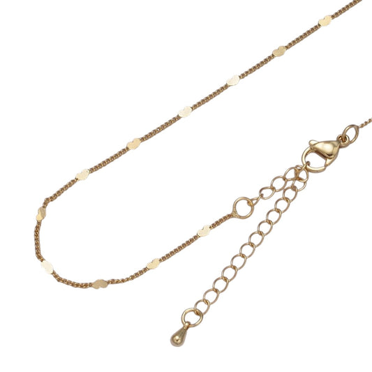 Tiny Heart Necklace in Gold Disc Satellite Chain 24k Gold Filled Curb Chain Dainty Necklace