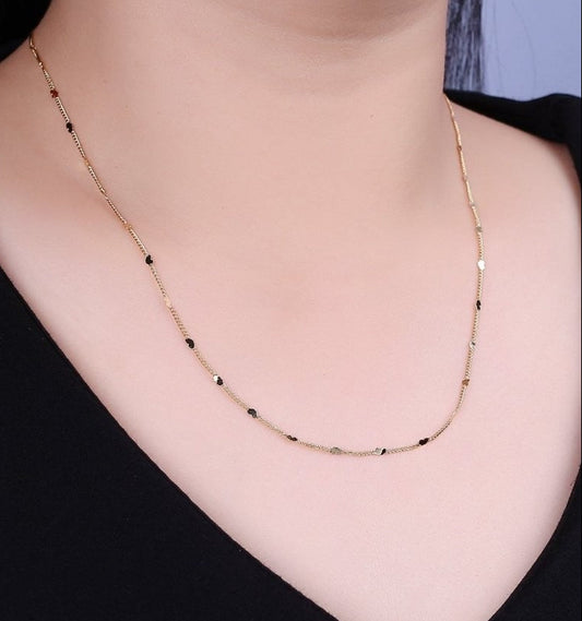 Tiny Heart Necklace in Gold Disc Satellite Chain 24k Gold Filled Curb Chain Dainty Necklace