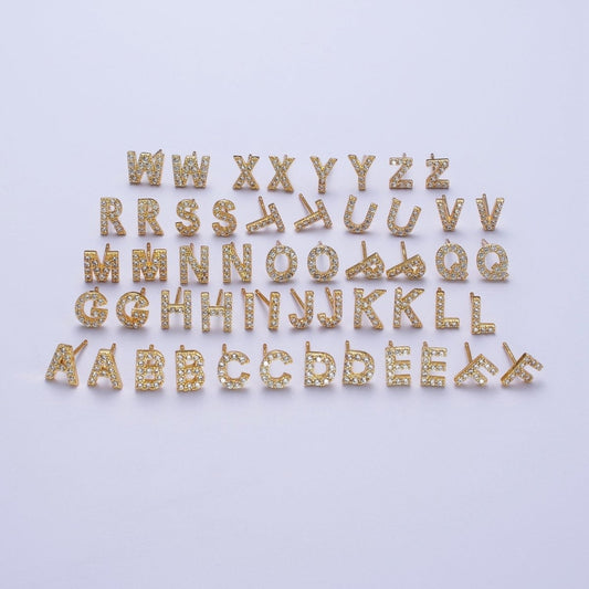 Tiny Initial Earring Letter Stud Earrings Initial Earrings Diamond CZ Initial Earrings Letter Studs Dainty Earrings