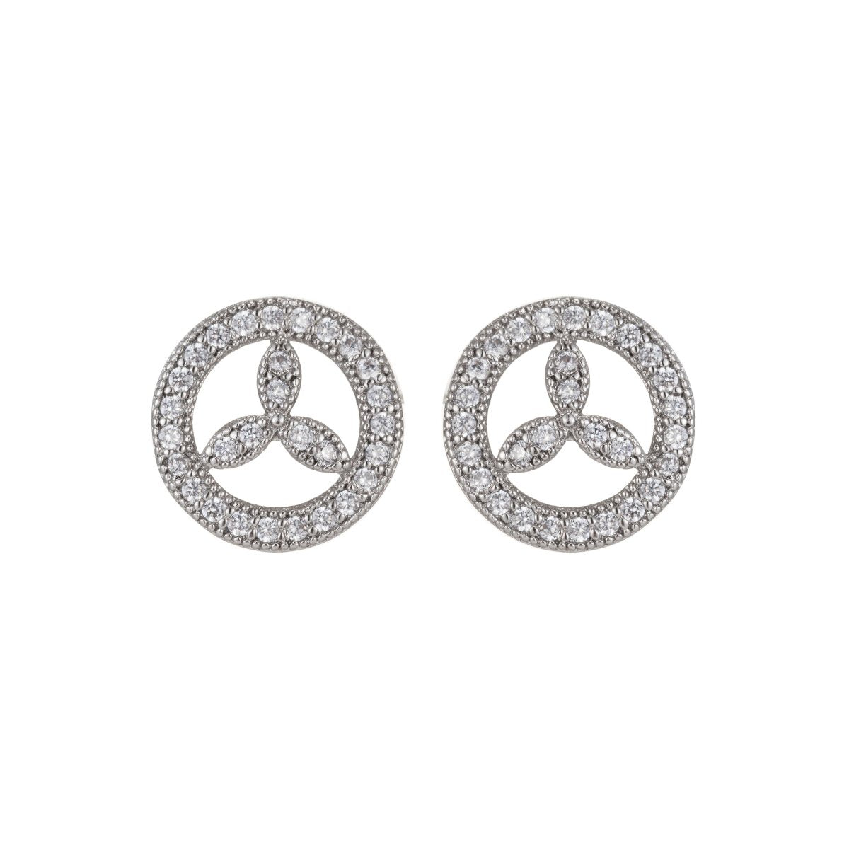 Tiny Silver Peace Sign Stud Earrings, Peace Jewelry, Dainty Micro Pave CZ Earrings
