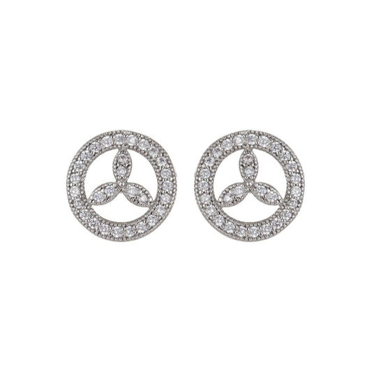 Tiny Silver Peace Sign Stud Earrings, Peace Jewelry, Dainty Micro Pave CZ Earrings