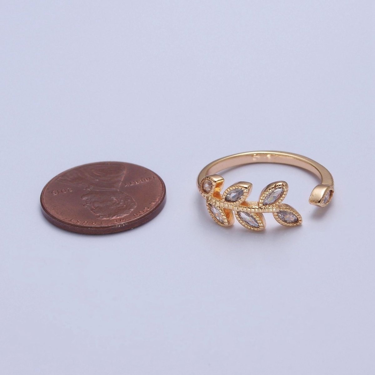 TRENDY Gold Leaf Ring, Pave Leaf Ring, Olive Leaf Vine Ring, Wraparound Ring, Nature Ring, Adjustable Size Ring