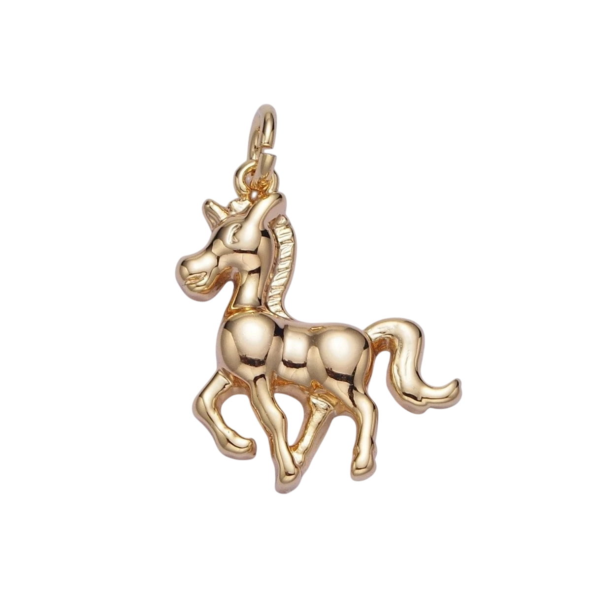Trotting Horse 18mm x 13mm Equestrian Charm in Gold or Silver