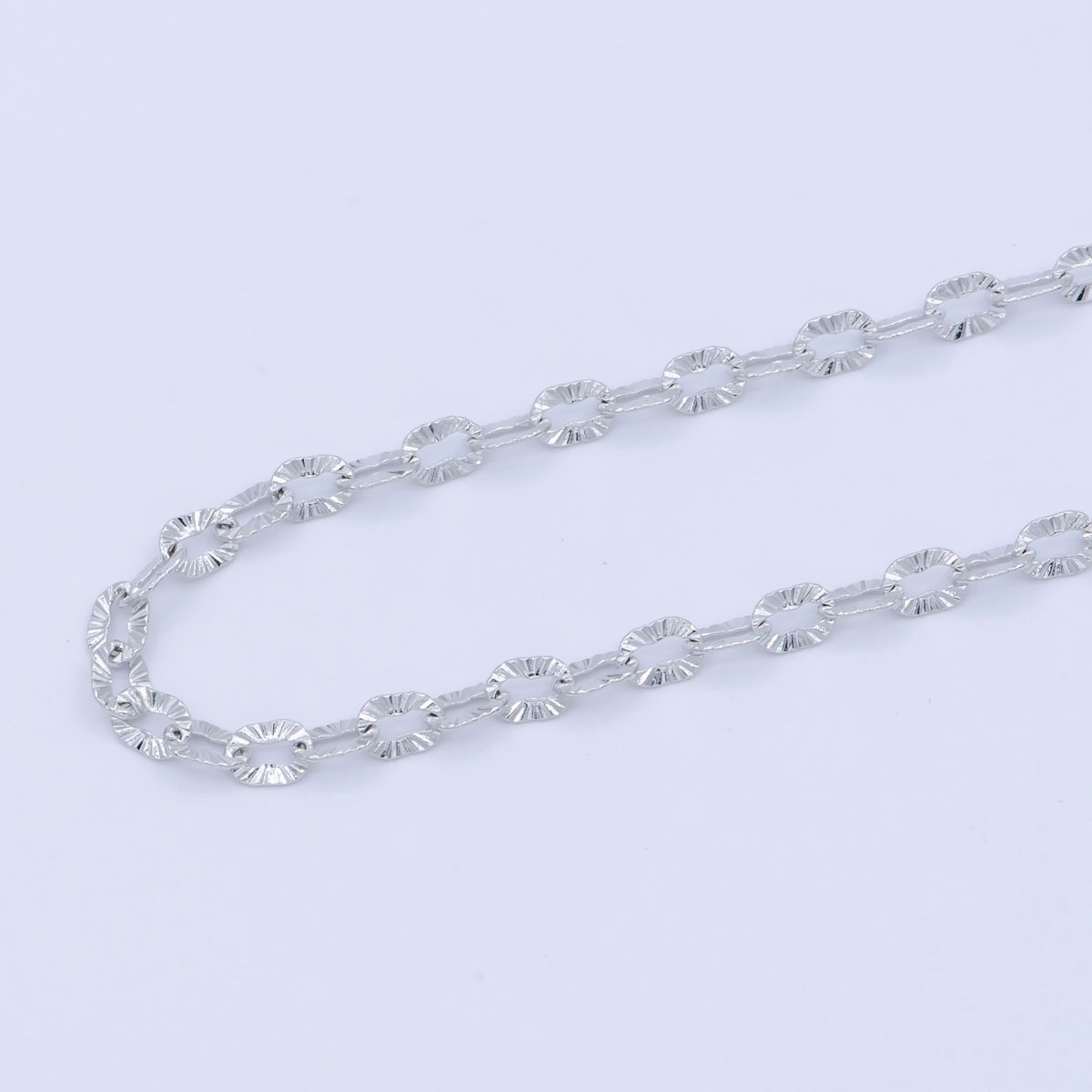 White Gold Filled 3mm Sunburst Cable Unique Everyday Layering 18 Inch Chain Silver Necklace