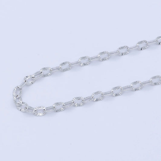 White Gold Filled 3mm Sunburst Cable Unique Everyday Layering 18 Inch Chain Silver Necklace