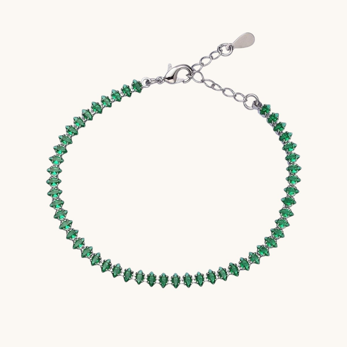 White Gold Filled 4mm Clear, Pink, Green CZ Marquise Tennis 6.5 Inch Bracelet