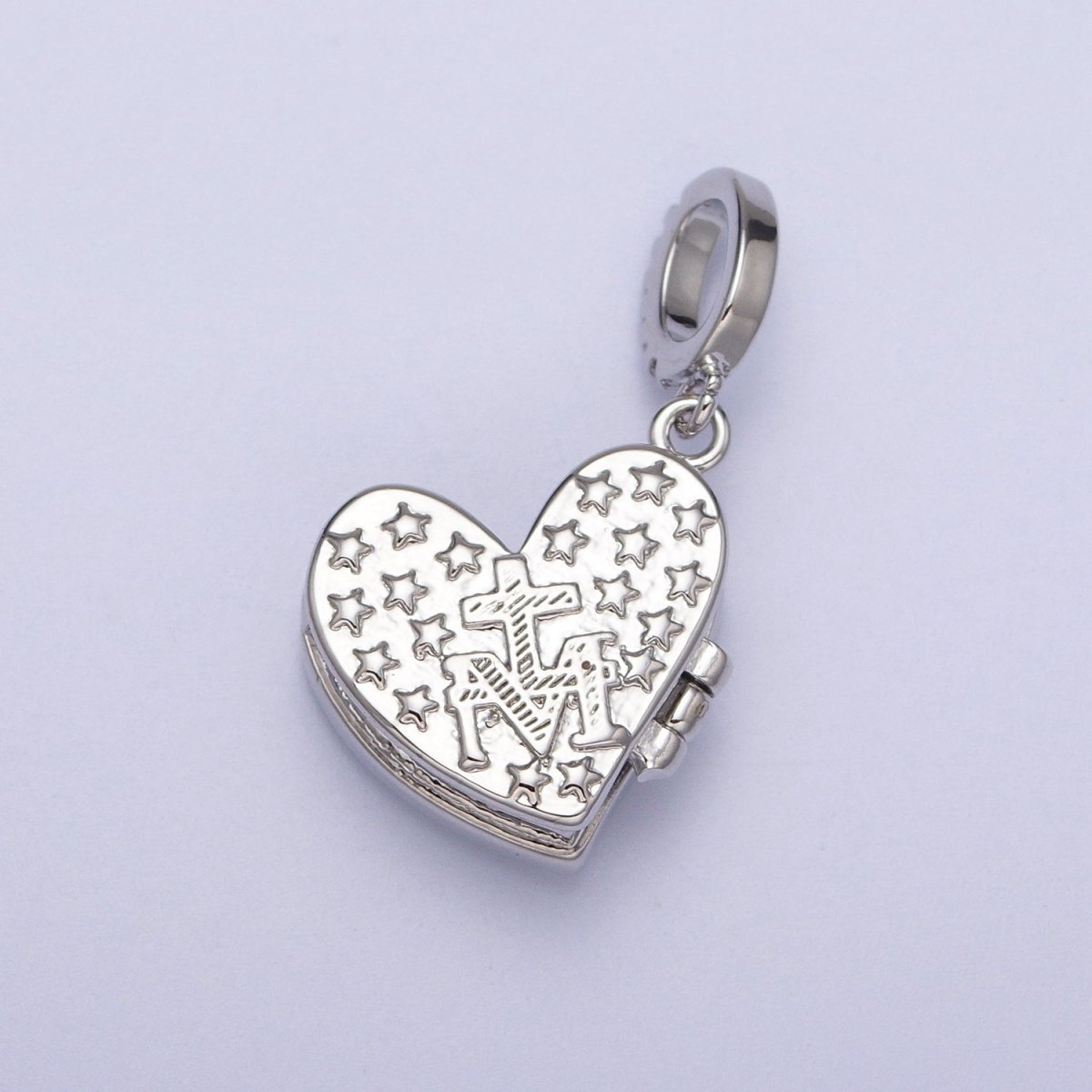 White Gold-Filled 28mm Heart Black, Blue, Pink, White, Green Shell Opal Heart Locket Pendant