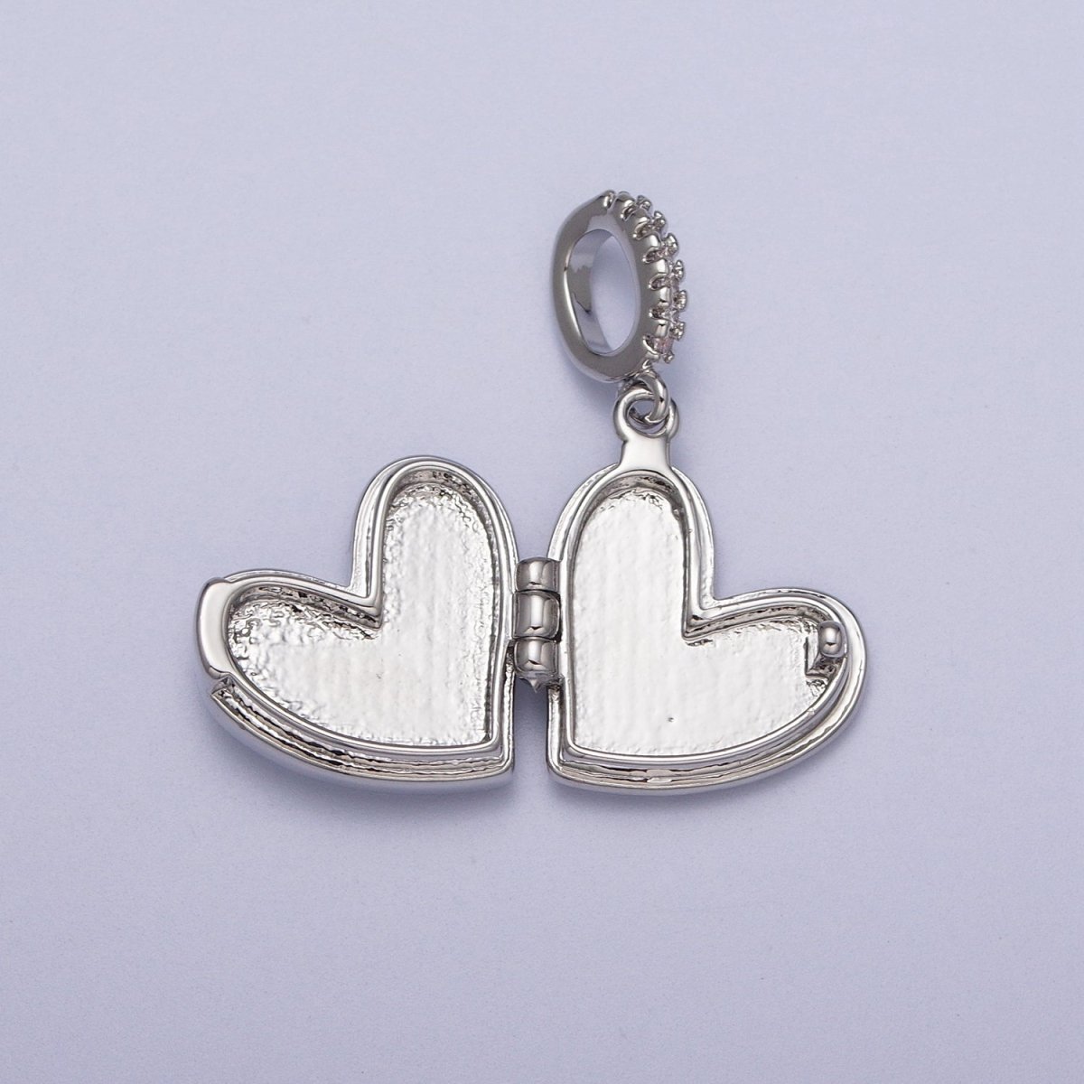 White Gold-Filled 28mm Heart Black, Blue, Pink, White, Green Shell Opal Heart Locket Pendant