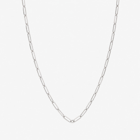 Silver Paperclip Chain Necklace Dainty 2.2mm Thin Oval Link Chain 18" Necklace Silver Layer Necklace