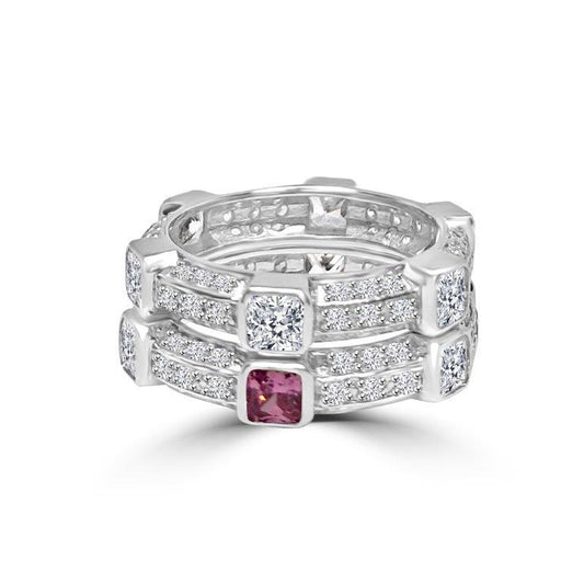 Unique Sterling Silver Cubic Zirconia Eternity Band Stackable Ring