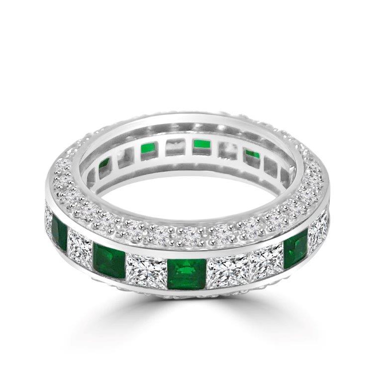 Square Cubic Zirconia Eternity Stackable Sterling Silver Ring