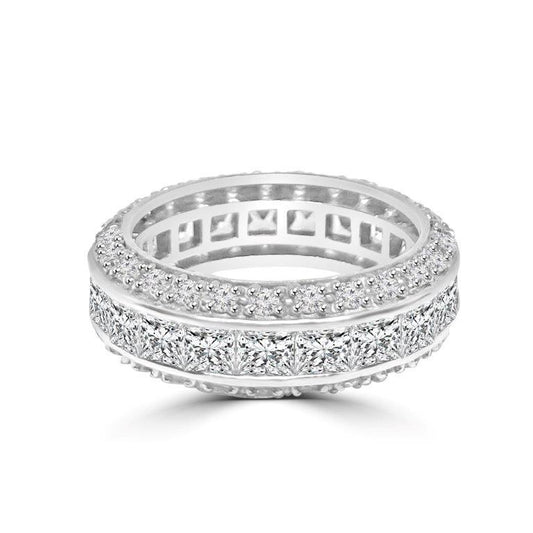 Square Cubic Zirconia Eternity Stackable Sterling Silver Ring