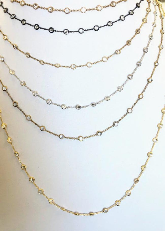 By the Cubic Yard Cubic Zirconia Station Necklace 16' to 60" inch